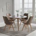MEDALINE - Lot de 4 Chaises Scandinaves Taupe