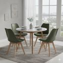 MEDALINE - Lot de 6 Chaises Scandinaves Kaki