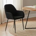 ALESSIA - Lot de 6 Fauteuils Velours Côtelé Noir