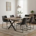 KORA - Table 230cm Aspect Bois Piètement X Métal Poudré Noir