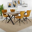 STYK - Lot de 6 Chaises Tissu Curry Surpiqures Carreaux