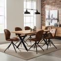 FOLY - Lot de 4 Chaises Simili Cuir Vieilli Marron