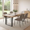 CARSON - Table 230cm Aspect Bois Piètement U Métal Poudré Noir