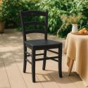 SUZY - Lot de 2 Chaises Laquées Noir et Assises en Bois