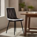 CARINE - Lot de 4 Chaises Capitonnées Grises Pieds Bois