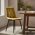 CARINE - Lot de 4 Chaises Capitonnées Jaune Pieds Bois