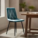 CARINE - Lot de 4 Chaises Capitonnées Bleues Pieds Bois