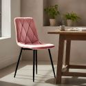 CARINE - Lot de 4 Chaises Capitonnées Rose Pieds Bois