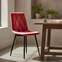 CARINE - Lot de 4 Chaises Capitonnées Rouge Pieds Bois