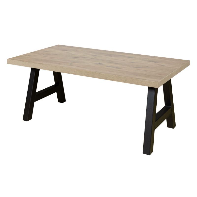 CANYON - Table Rectangulaire 200cm Aspect Bois Piètement A Métal Noir