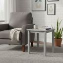 FLIX - Table d'Appoint Carrée Bois Massif Vernis Gris