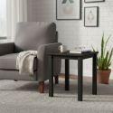 FLIX - Table d'Appoint Carrée Bois Massif Vernis Noir