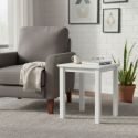 FLIX - Table d'Appoint Carrée Bois Massif Vernis Blanc