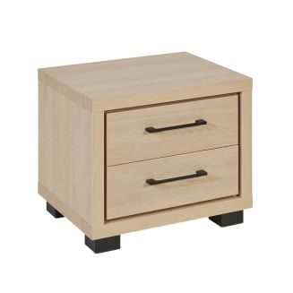 Chevet 2 tiroirsaspect bois et noir - LUDY