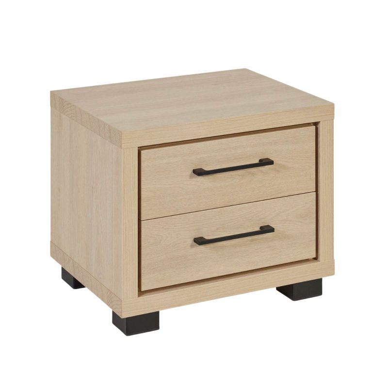 Chevet 2 tiroirsaspect bois et noir - LUDY