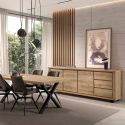 Ensemble séjour table repas 170cm piètement X + buffet aspect bois finition Hudson Oak - URIDSON