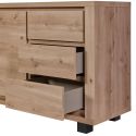 Ensemble séjour complet table repas 200cm piètement X + buffet + argentier aspect bois finition Hudson Oak - URIDSON