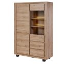 Ensemble séjour complet table repas 200cm piètement X + buffet + argentier aspect bois finition Hudson Oak - URIDSON