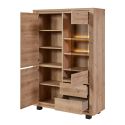 Ensemble séjour complet table repas 200cm piètement X + buffet + argentier aspect bois finition Hudson Oak - URIDSON