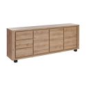 Ensemble séjour complet table repas 230cm piètement X + buffet + argentier aspect bois finition Hudson Oak - URIDSON