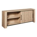 Ensemble séjour table repas ovale pied étoile + buffet et argentier aspect bois finition Castel Oak - SORIEL