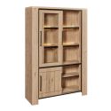 Ensemble séjour table repas ovale pied étoile + buffet et argentier aspect bois finition Castel Oak - SORIEL
