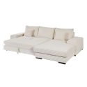 Canapé d'angle gauche convertible en tissu velours côtelé crème avec 2 coussins - ELKO