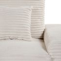 Canapé d'angle droit convertible en tissu velours côtelé crème avec 2 coussins - ELKO
