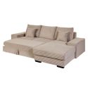 Canapé d'angle gauche convertible en tissu velours côtelé taupe avec 2 coussins - ELKO