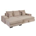 Canapé d'angle droit convertible en tissu velours côtelé taupe avec 2 coussins - ELKO