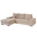 Canapé d'angle droit convertible en tissu velours côtelé taupe avec 2 coussins - ELKO