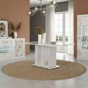 Table repas fixe 160x90cm pied central laqué blanc et imitation marbre - ETOLIS