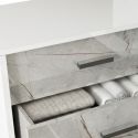Commode 3 tiroirs laqué blanc et imitation marbre - GENESIS