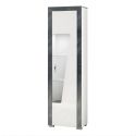 Vitrine droite 1 porte avec leds laqué blanc et imitation granit gris - NEWELL