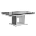 Table basse pied central laqué blanc et imitation granit gris - NEWELL