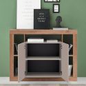 Buffet 2 portes avec encadrement 5 niches beige et aspect bois finition Mercure - LIMANI