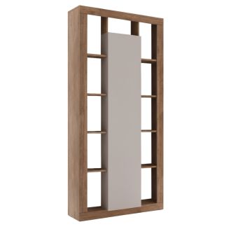 Colonne 1 porte avec encadrement 11 niches beige et aspect bois finition Mercure - LIMANI
