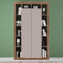 Colonne 2 portes avec encadrement 12 niches beige et aspect bois finition Mercure - LIMANI