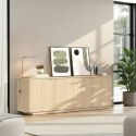 Buffet 4 portes aspect chêne clair design coins arrondis - ADILL