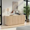 Buffet 3 portes aspect chêne clair design coins arrondis - ADILL