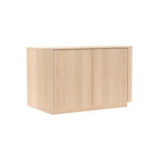 Buffet 2 portes aspect chêne clair design coins arrondis - ADILL