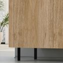 Meuble TV 3 portes aspect bois finition Cadiz design coins arrondis pieds métal noir - VIVARINI