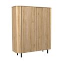 Meuble de rangement 2 portes aspect bois finition Cadiz design coins arrondis pieds métal noir - VIVARINI