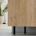 Meuble de rangement 2 portes aspect bois finition Cadiz design coins arrondis pieds métal noir - VIVARINI