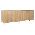 Buffet 4 portes aspect bois finition Cadiz design coins arrondis pieds métal noir - VIVARINI