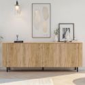 Buffet 4 portes aspect bois finition Cadiz design coins arrondis pieds métal noir - VIVARINI