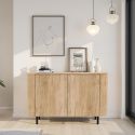 Buffet 2 portes aspect bois finition Cadiz design coins arrondis pieds métal noir - VIVARINI