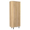 Meuble de rangement haut 1 porte aspect bois finition Cadiz design coins arrondis pieds métal noir - VIVARINI