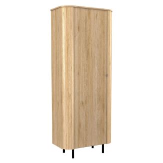Meuble de rangement haut 1 porte aspect bois finition Cadiz design coins arrondis pieds métal noir - VIVARINI