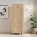 Meuble de rangement haut 1 porte aspect bois finition Cadiz design coins arrondis pieds métal noir - VIVARINI